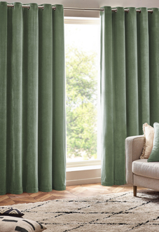 Heavy Chenille Eyelet, Eucalyptus - Ready Made Curtains